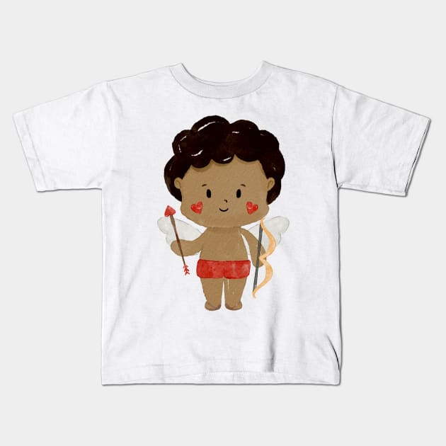 Cute Valentines day Angel Cupid Kids T-Shirt by MutchiDesign
